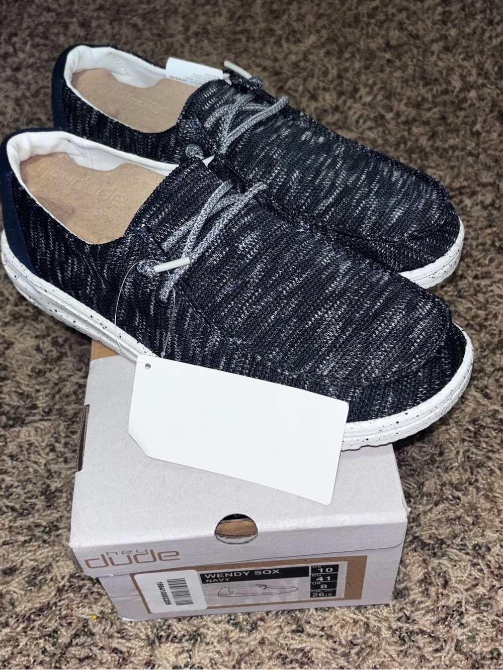 NIB Hey Dude Wendy Sox Navy Womens Slip On Loafers Shoes Size 10 NEW